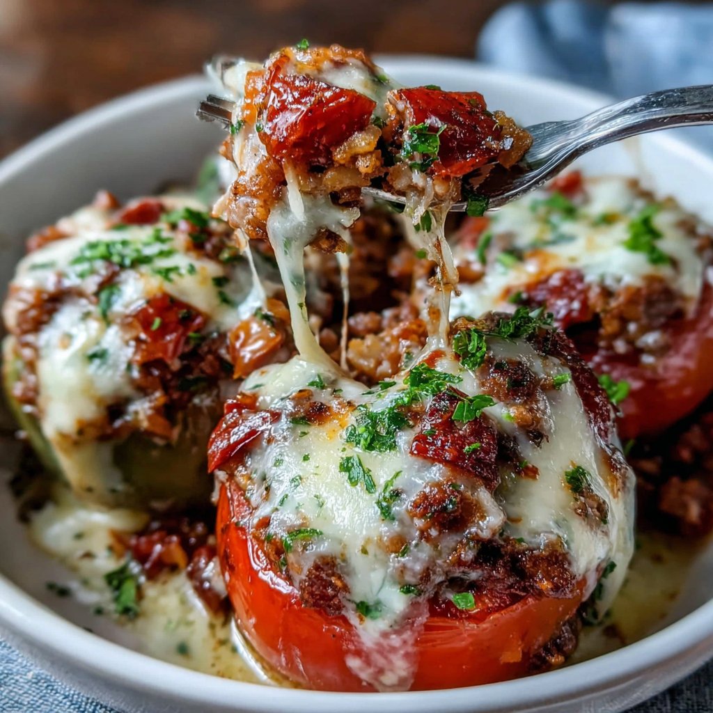 Ground Beef And Rice Stuffed Tomatoes