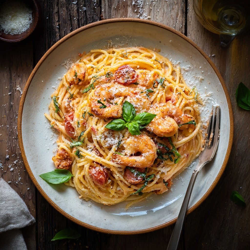 Shrimp And Tomato Cream Pasta