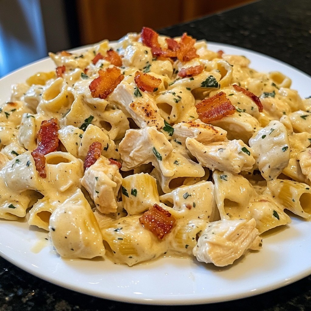 Creamy Chicken Bacon Ranch Pasta