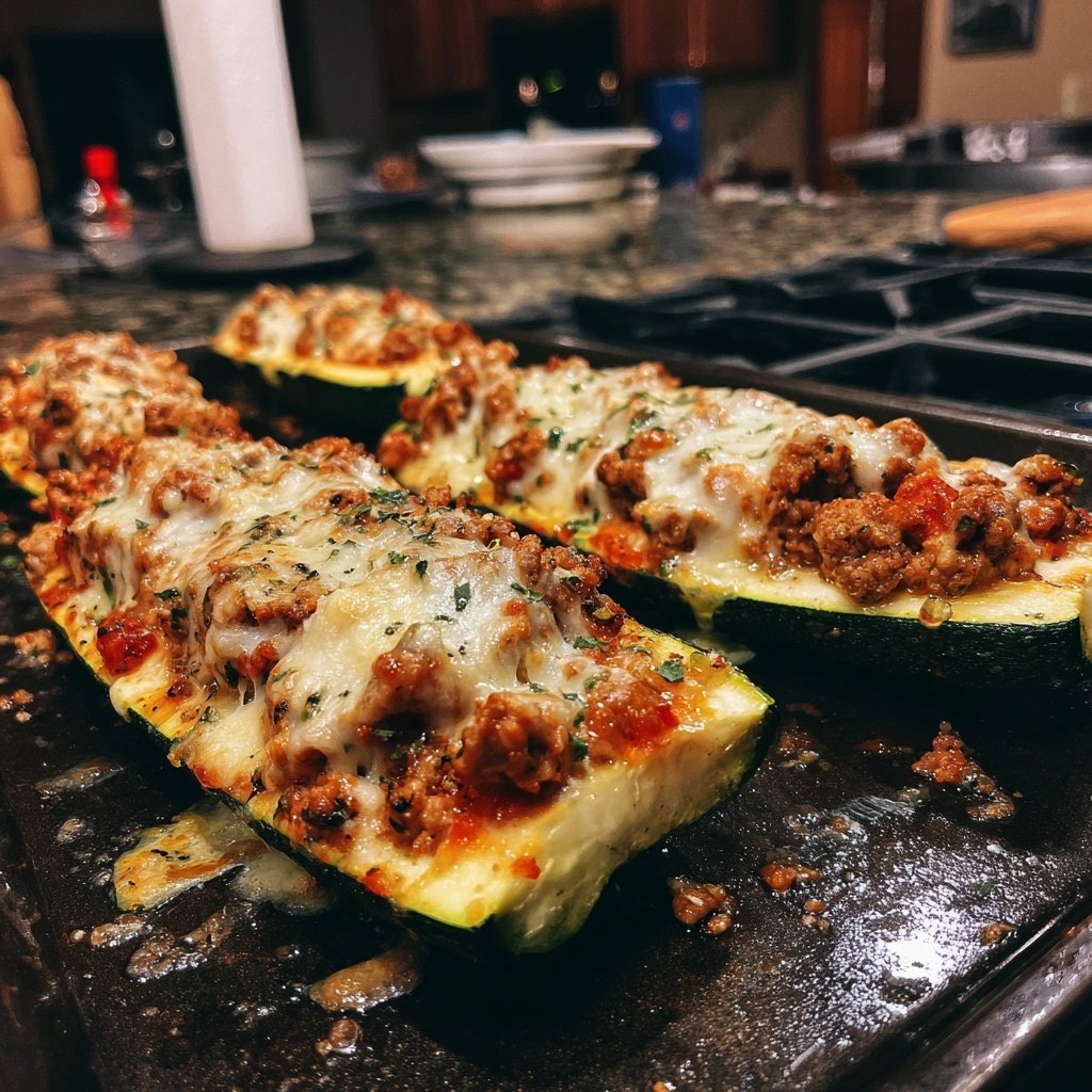 Ground Turkey Stuffed Zucchini Boats