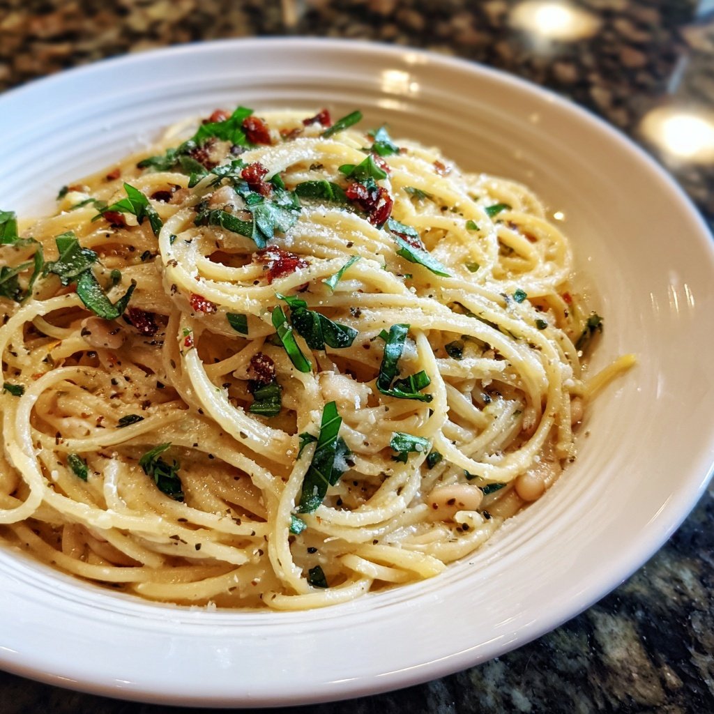 Creamy Lemon White Bean Pasta Bowl